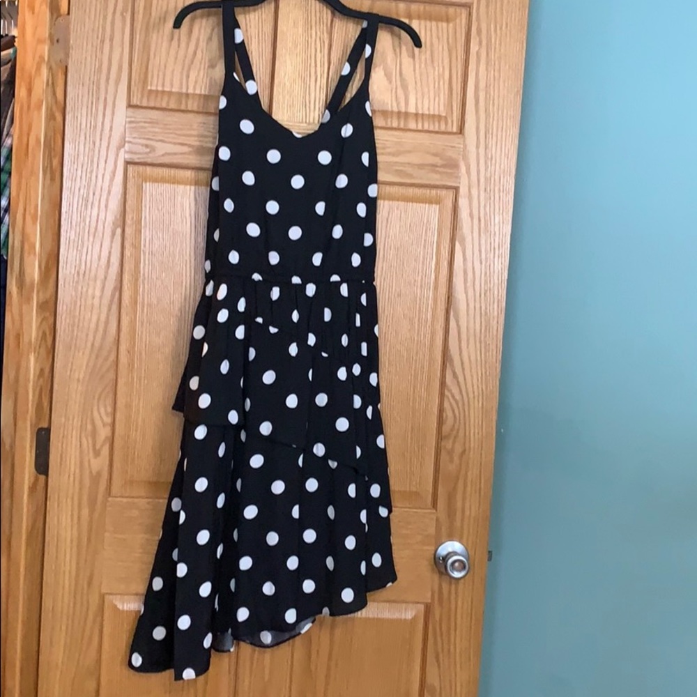 Black and white polka dot midi dress